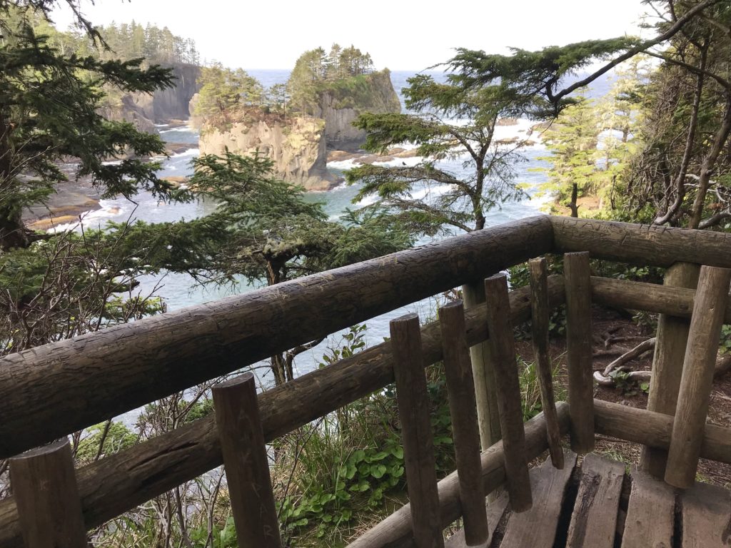 Viewing platform overlooking Cape Flattery on the Olympic Peninsula