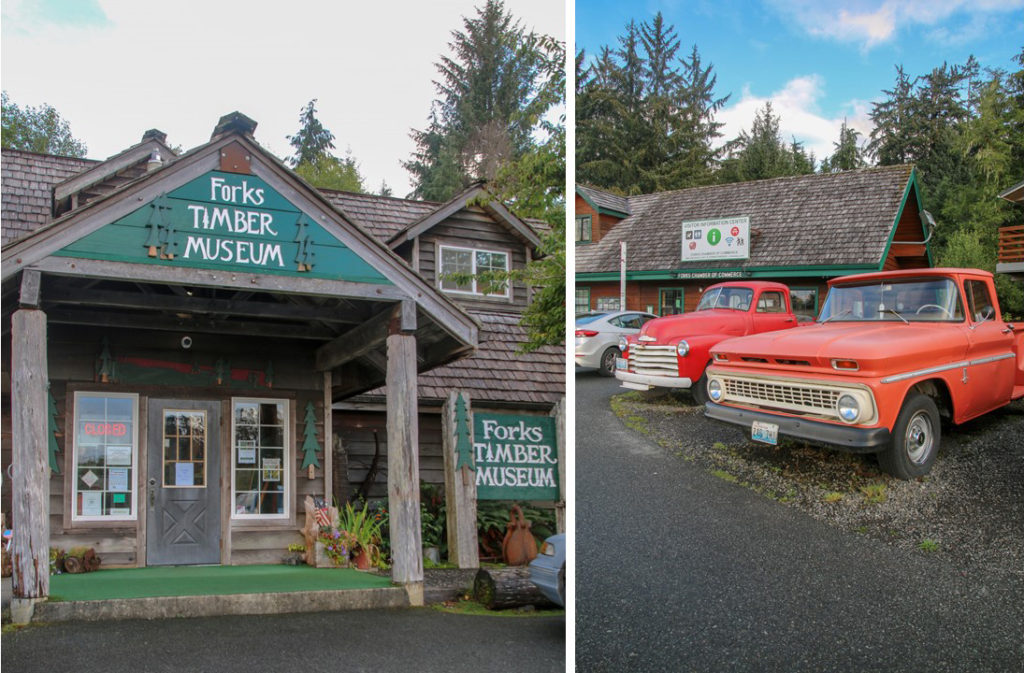 Forks Visitor Information with Twilight Trucks on the Olympic Peninsula, WA