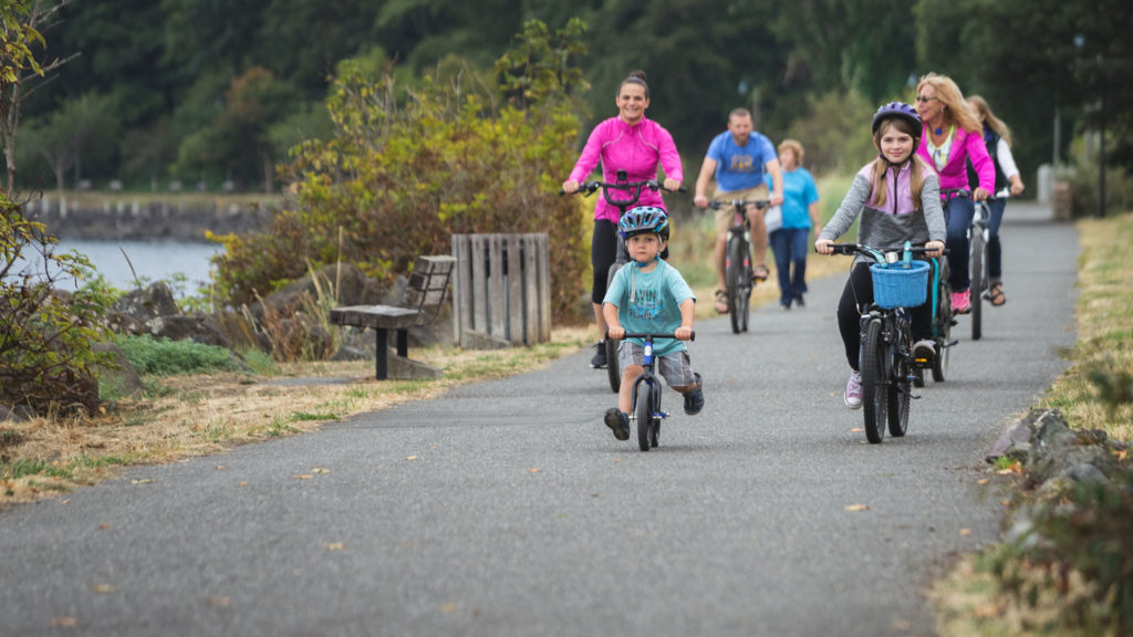 Family Cycling the Olympic Discovery Trail, Port Angeles