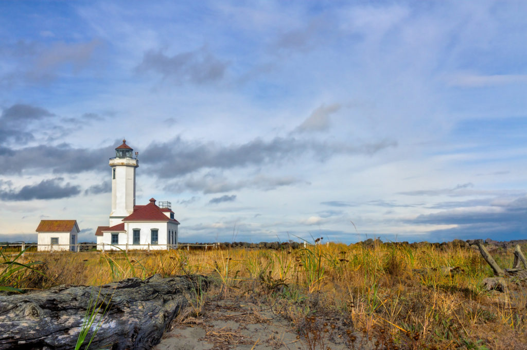 Autumn landscape at Point Wilson lighthouse in Port Townsend on the Olympic Peninsula