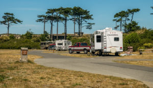 Camp trailers at a beach campground