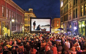 Photo of an outdoor screen during the Port Townsend Film Festival