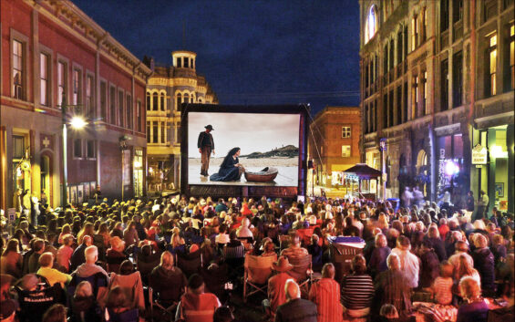 Photo of an outdoor screen during the Port Townsend Film Festival