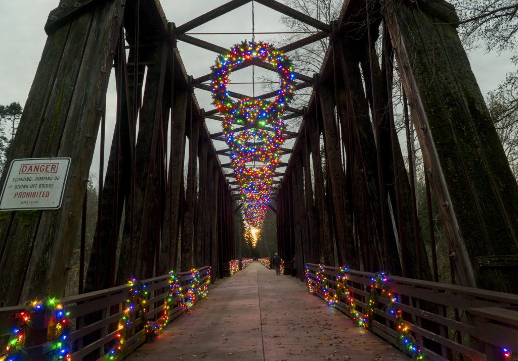 Dungeness Railroad Bridge Trestle Holiday Lights