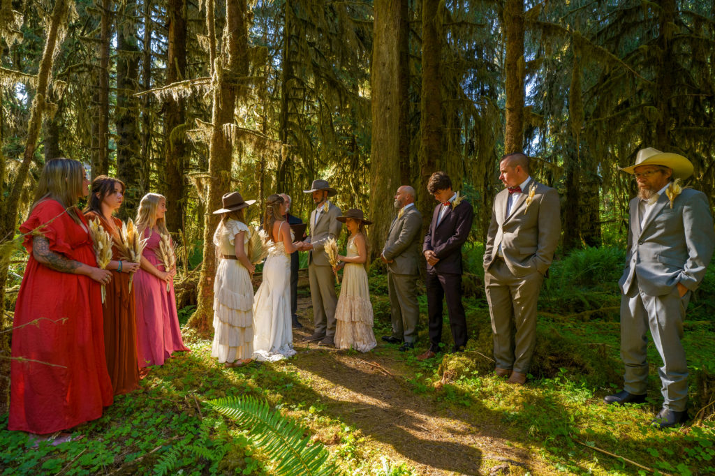 A wedding ceremony in the Hoh Rain Forest