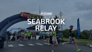 Seabrook Relay event photo showing racers cross the finish line