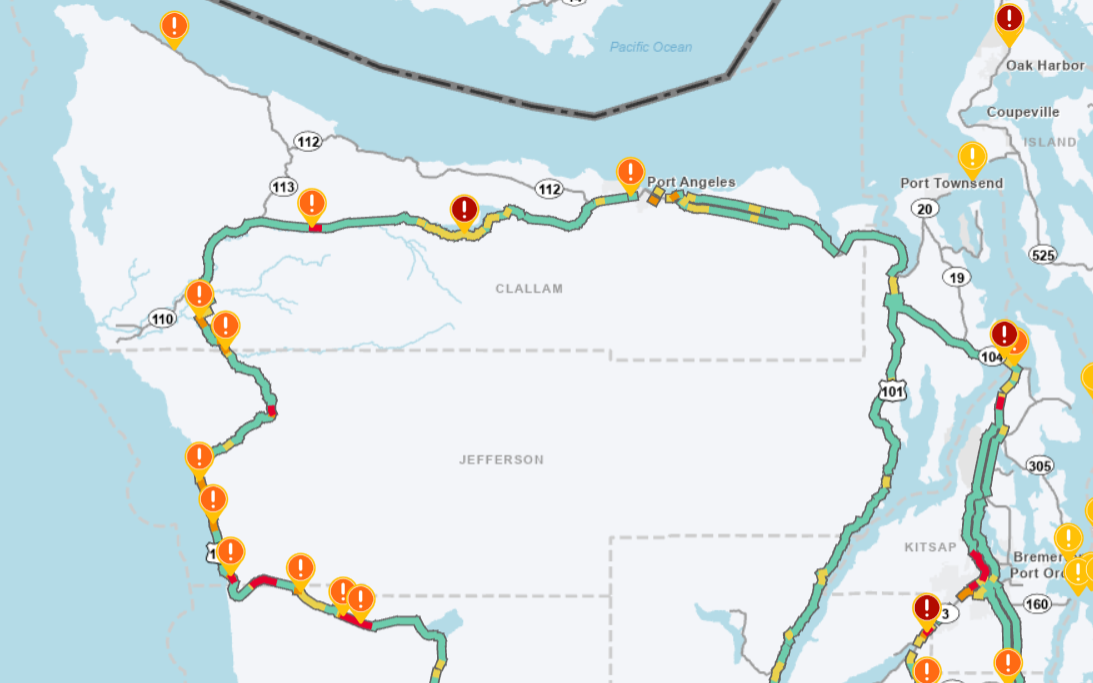 Olympic Peninsula Road Alerts Map
