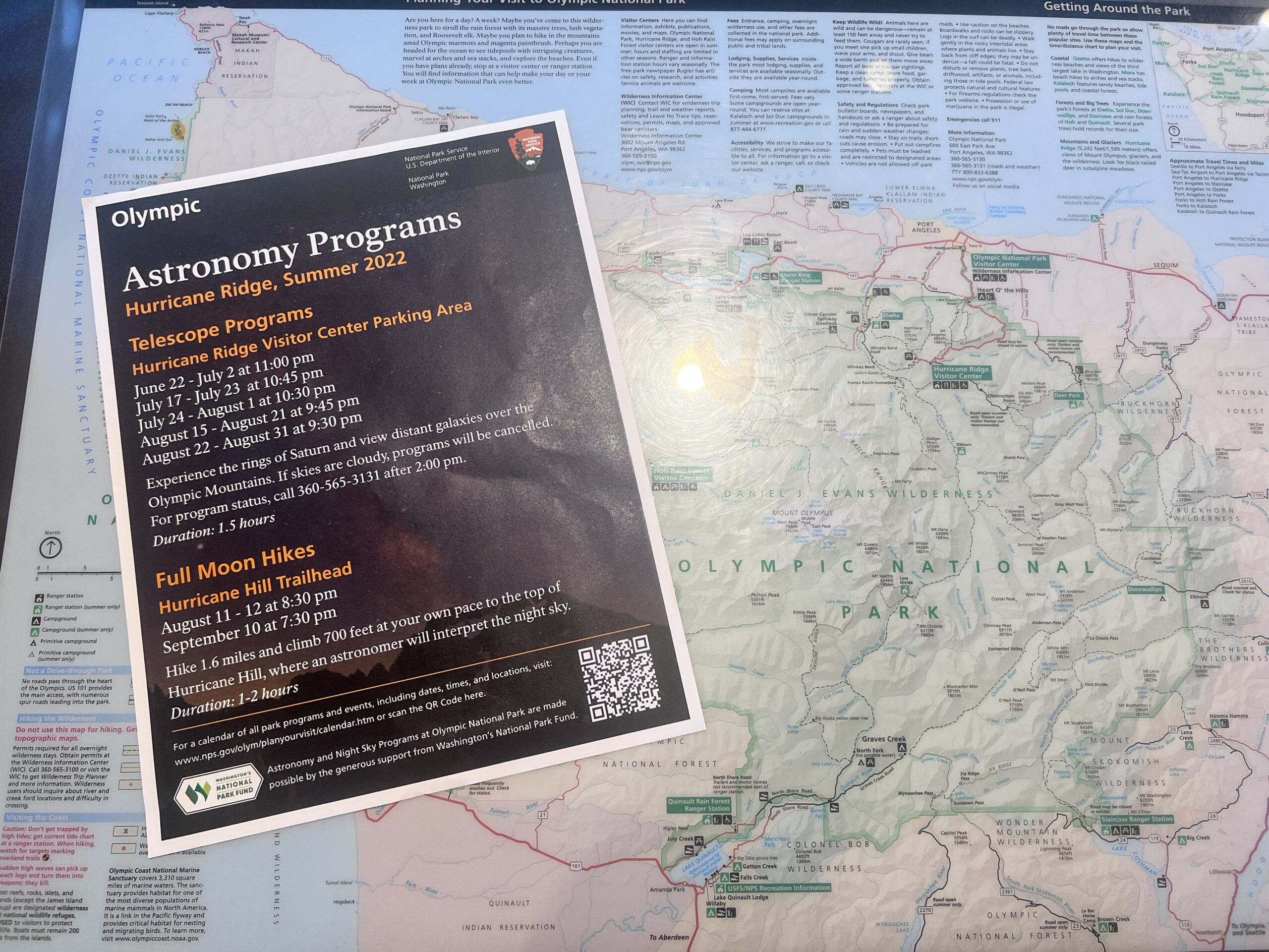 Night Sky Program Flyer - Hurricane Ridge Astronomy Program Reveals Treasures in Olympic National Park on the Olympic Peninsula.