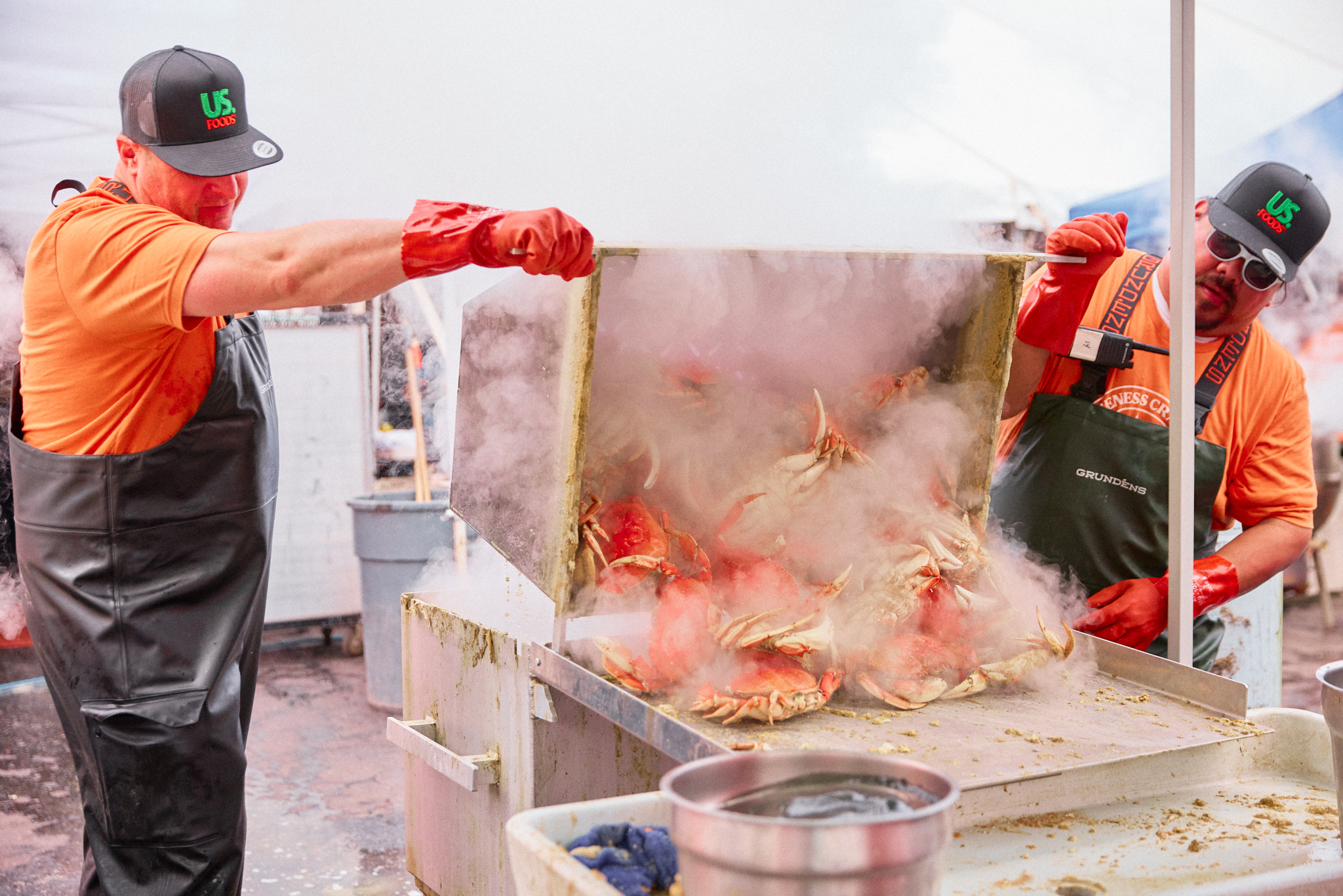 Crab cooking crew at Dungeness Crab Festival: Tribal and Cultural Traditions - Olympic Peninsula, Washington