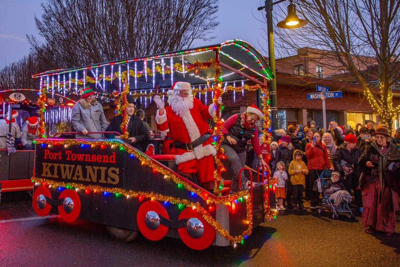 Photo of Santa in the Holiday parade in Port Townsend on the Olympic Peninsula in Washington state.