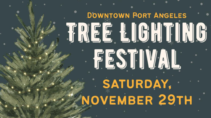Port Angeles Tree Lighting event poster witn minimal details