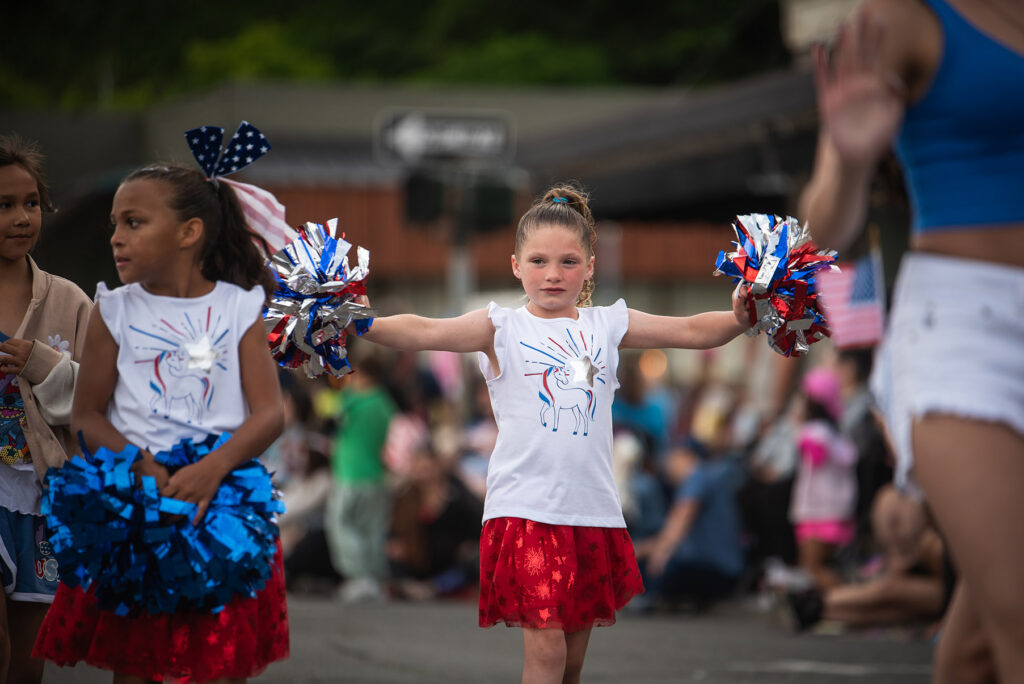 Fourth of July parade cheerleader