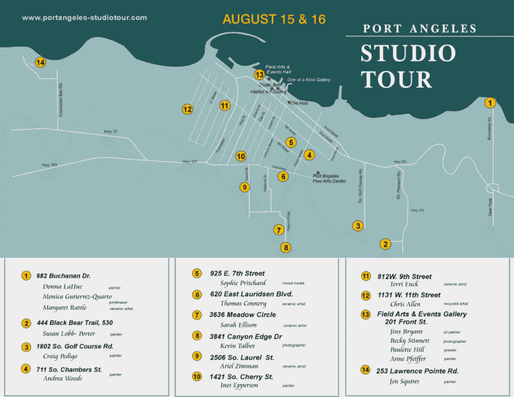 map of Port Angeles Studio Tour