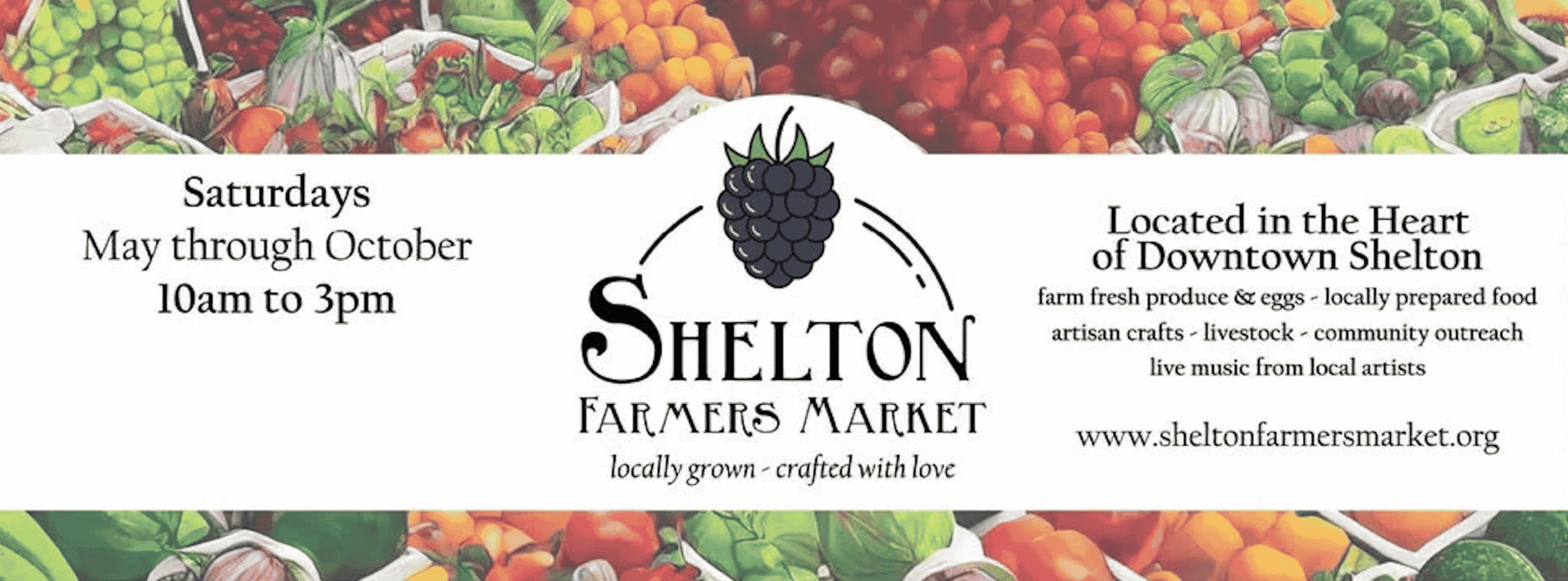 Shelton Farmers Market event info banner graphic