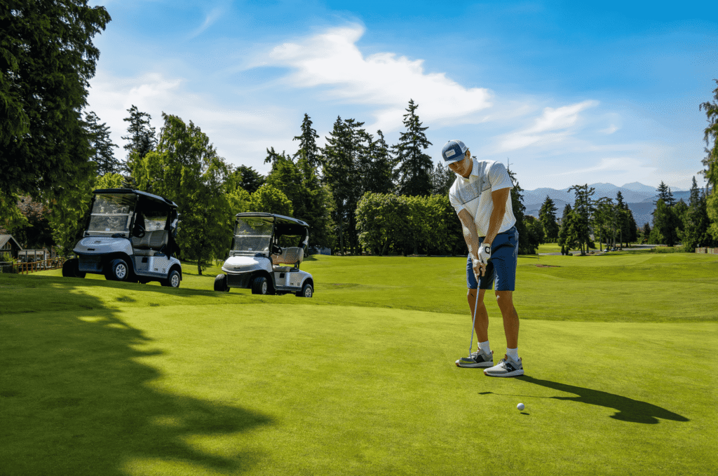 Golfer at Cedars at Dungeness Golf Course | Golf on the Olympic Peninsula: A Good Walk With a Great View