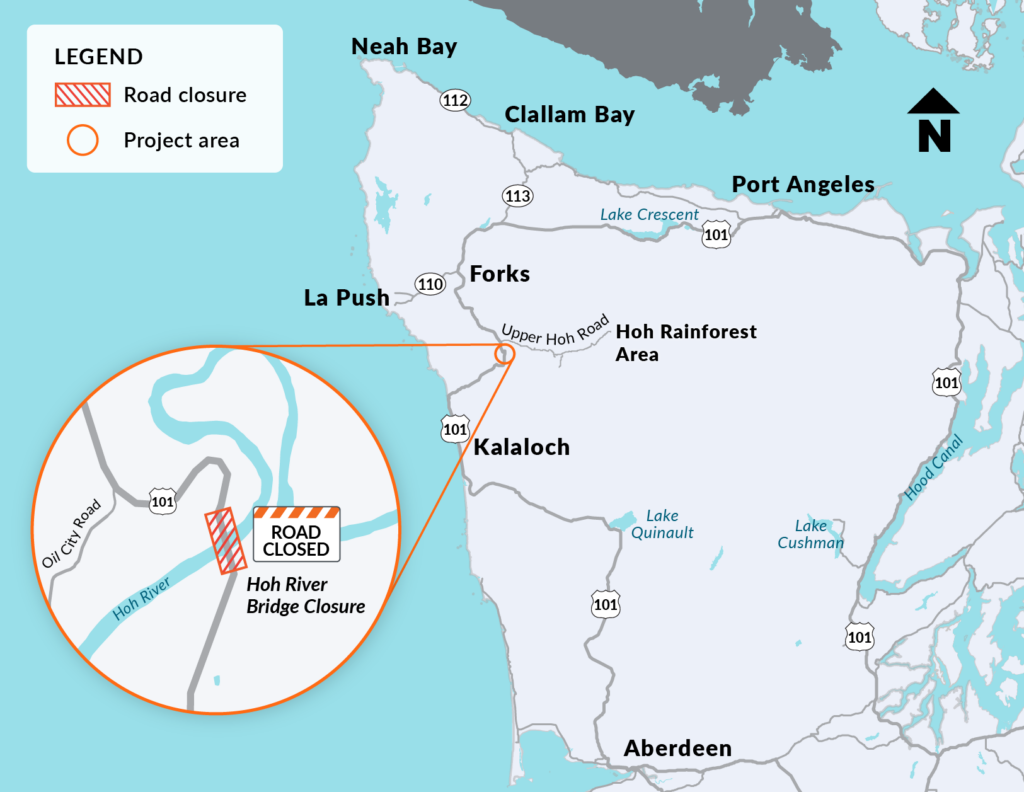 Hoh River Bridge closure map